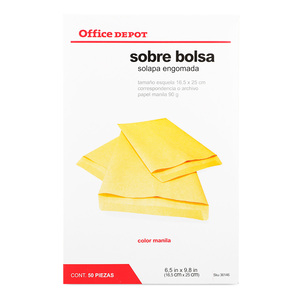 Sobres de Papel con Solapa Engomada Esquela Office Depot / Manila / 50 Piezas Sobres de Papel con Solapa Engomada Esquela Office Depot / Manila / 50 Piezas