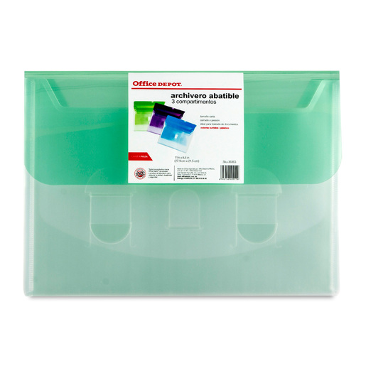 Archivero Abatible de Plástico con Broche de Velcro Carta Office Depot 3  Divisiones Colores Surtidos | Office Depot Mexico