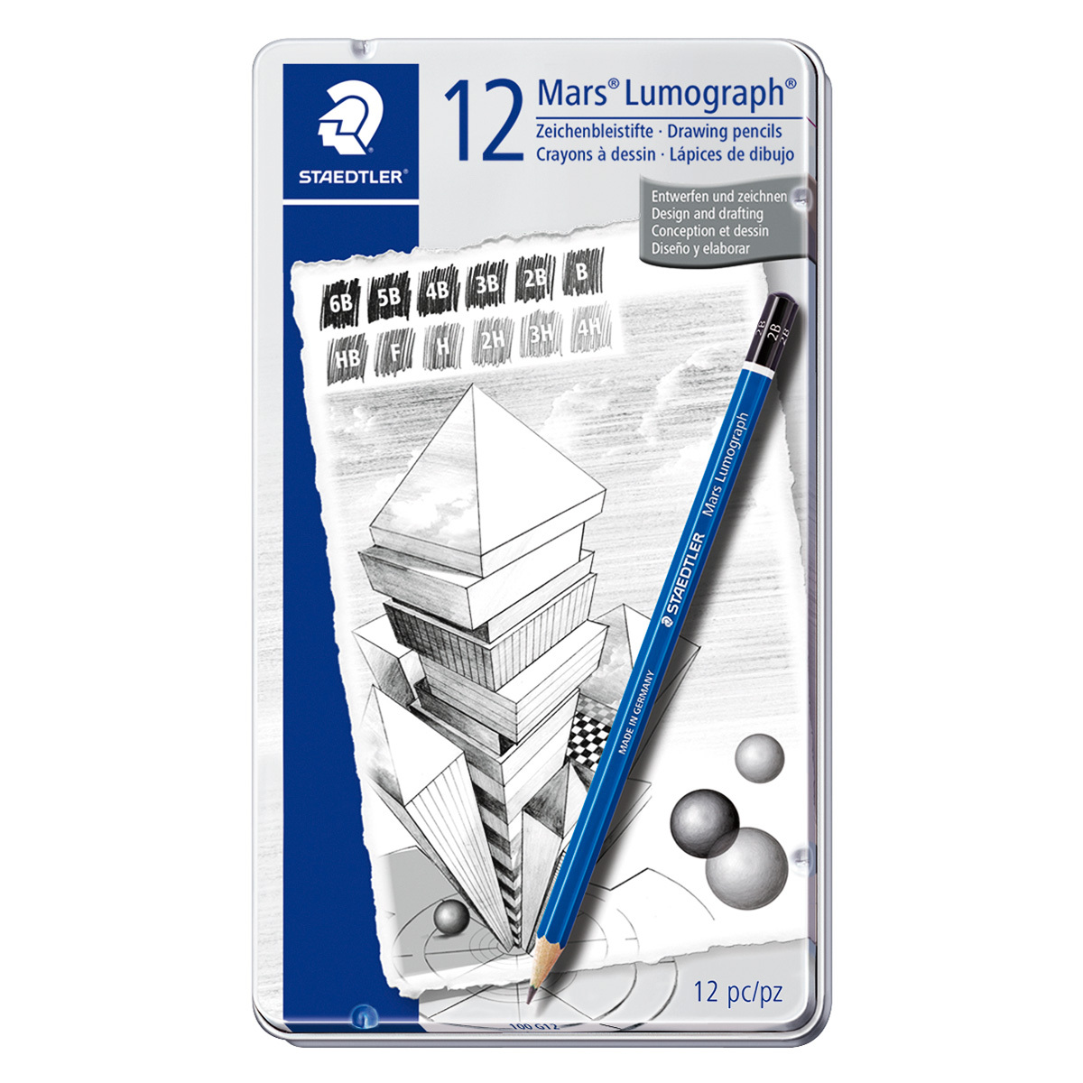 Lápices Profesionales Staedtler Mars Lumograph 12 piezas