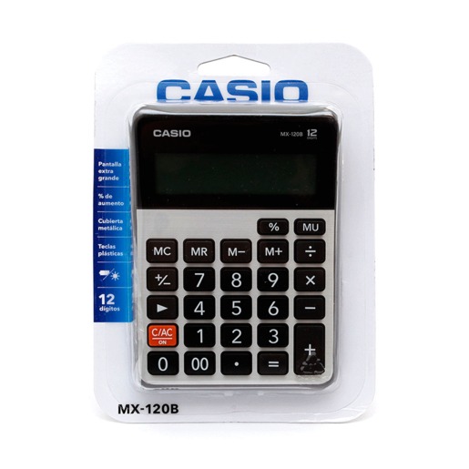 Calculadora Básica Casio MX-120B / 12 dígitos / Negro