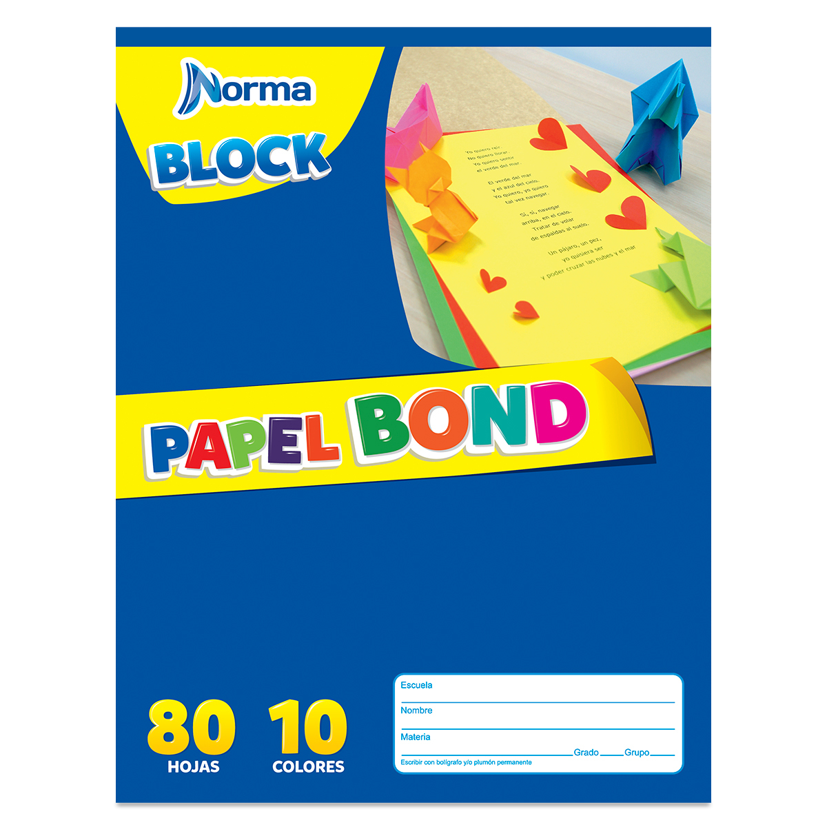 Block de Papel Bond Norma Creatividad Carta Colores 80 hojas