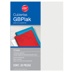 CUBIERTAS PLASTICAS GBPLAK RAYA (CRISTAL, 20 PZ.) CUBIERTAS PLASTICAS GBPLAK RAYA (CRISTAL, 20 PZ.)