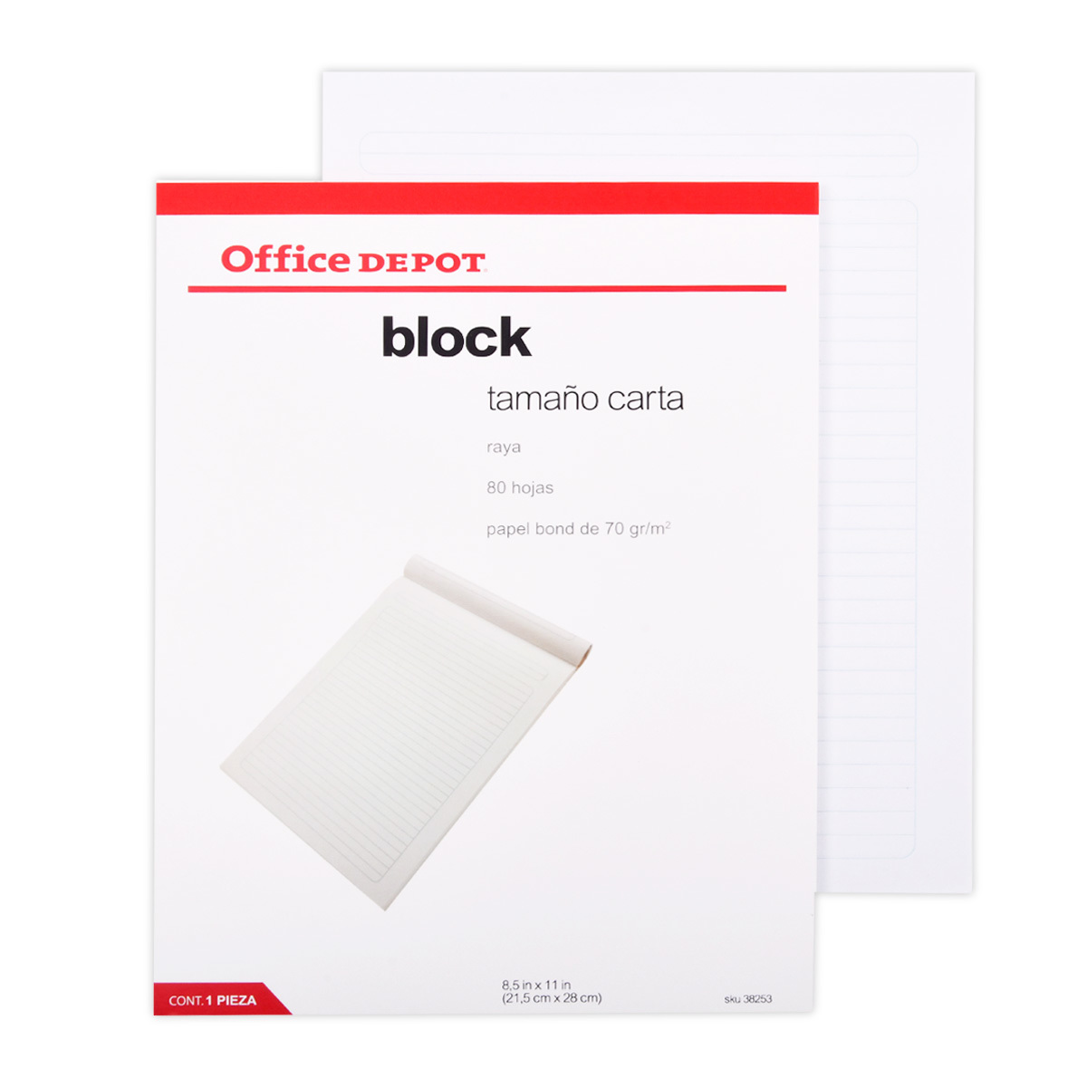 Block Carta Office Depot / Raya / 80 hojas