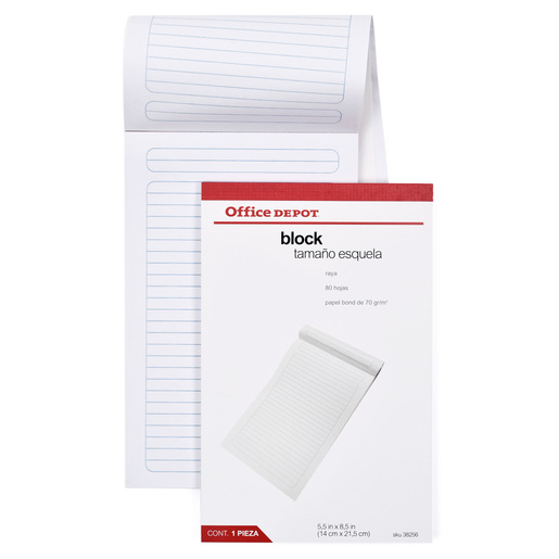 Block Esquela Office Depot Raya 80 hojas