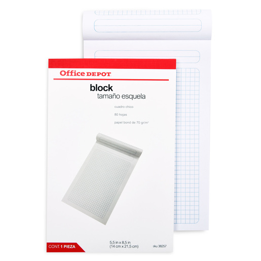 Block Esquela Office Depot Cuadro Chico 80 hojas
