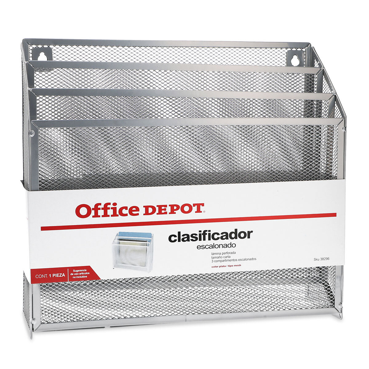 Clasificador Escalonado Triple de Documentos Carta Office Depot / Mesh / Plata