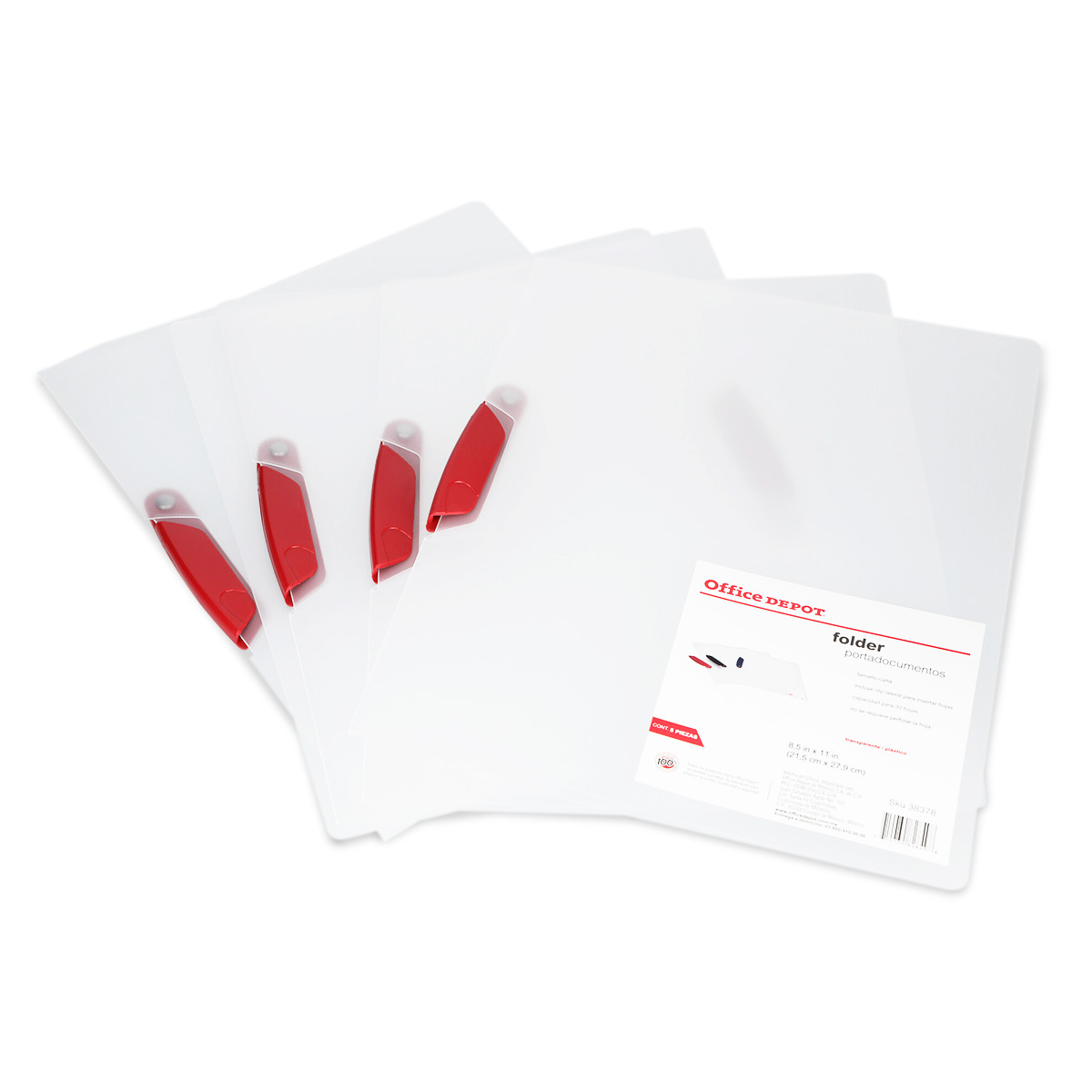 Folders Carta de Plástico con Clip Office Depot Transparente 5 piezas | Office  Depot Mexico