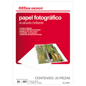 Papel Fotográfico Office Depot UJPF4-6 / 20 hojas / 4 x 6 / 265 gr Papel Fotográfico Office Depot UJPF4-6 / 20 hojas / 4 x 6 / 265 gr