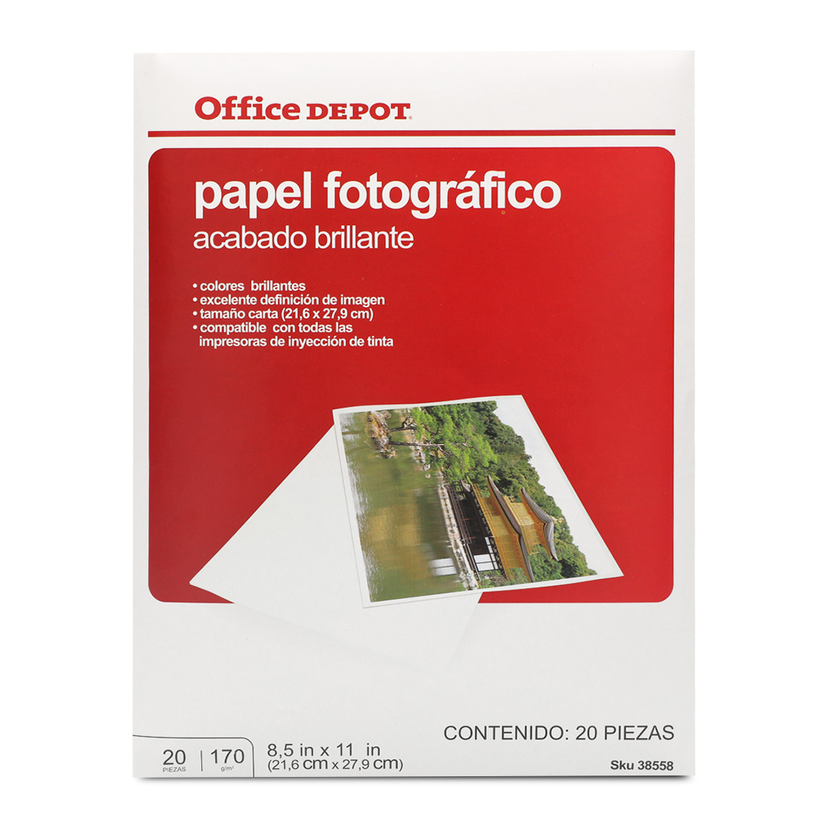 Papel Fotográfico Office Depot UJPF8-11 / 20 hojas / Carta / 170 gr
