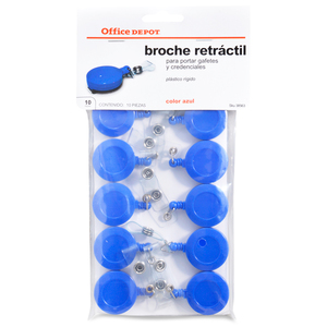 BROCHE RETRACTIL OFFICE DEPOT (10 PZA., AZUL) BROCHE RETRACTIL OFFICE DEPOT (10 PZA., AZUL)