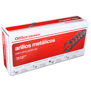 CAJA CON ARILLOS METALICOS OFFICE DEPOT (65 PZA., CAJA CON ARILLOS METALICOS OFFICE DEPOT (65 PZA.,