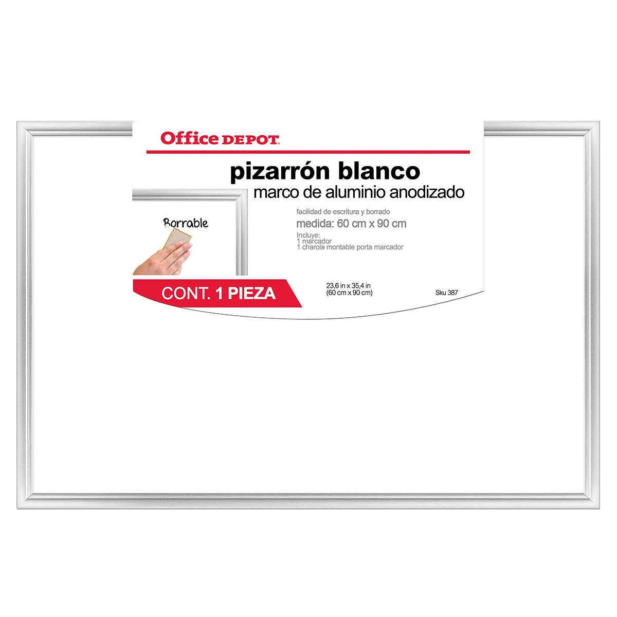 Pizarrón Blanco con Marco de Aluminio Office Depot Polímero 60 x 90 cm | Office  Depot Mexico