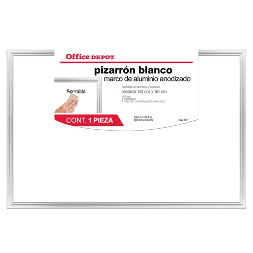 Pizarrón Blanco con Marco de Aluminio Office Depot / Polímero / 60 x 90 cm 