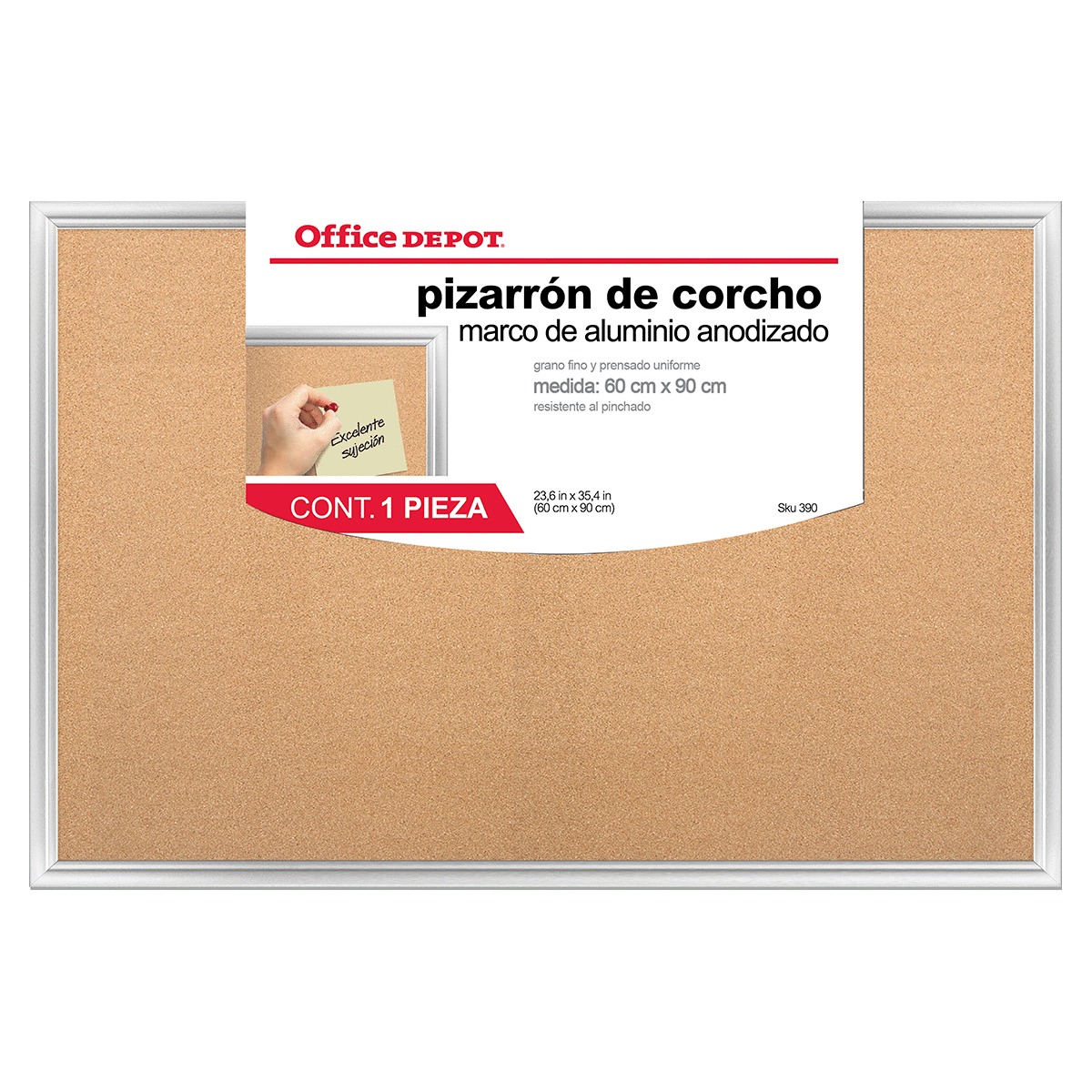 Pizarrón de Corcho con Marco de Aluminio Office Depot Natural 60 x 90 cm | Office  Depot Mexico