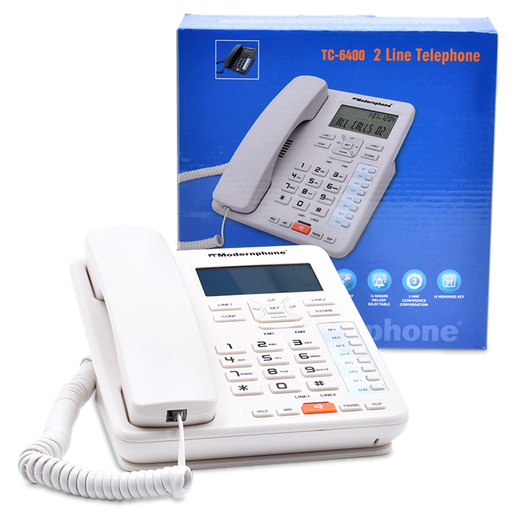 Teléfono Alámbrico Modernphone TC-6400 2 líneas Blanco 