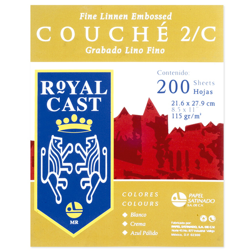 Papel Couché Royal Cast Grabado Lino Fino / 200 hojas / Carta / Blanco / 115 gr