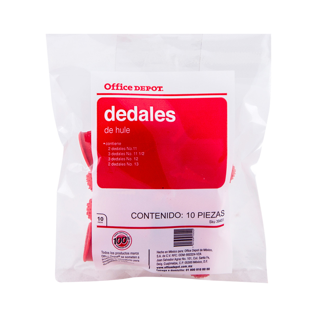 Dedales de Hule Office Depot / Rojo / 10 piezas
