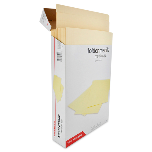 Folders Oficio con Media Ceja Office Depot / Manila / 100 piezas