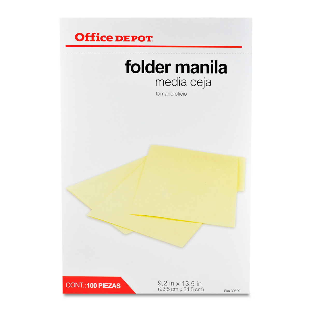 Folders Oficio con Media Ceja Office Depot Manila 100 piezas | Office Depot  Mexico