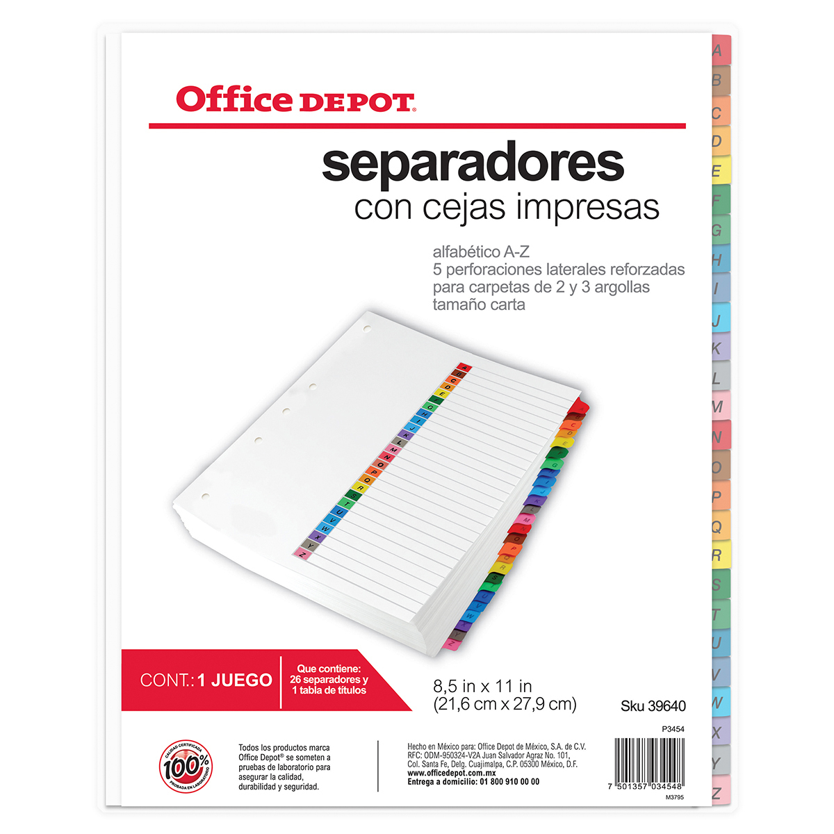 Separadores Office Depot Colores A Z 26 Pzs Office Depot Mexico