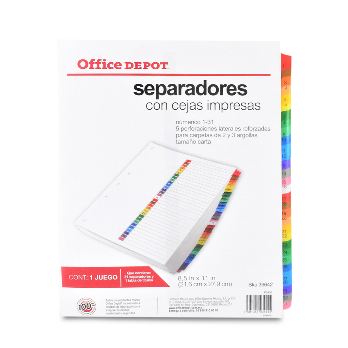 Separadores Office Depot Colores Numero 31 Pzs Office Depot Mexico