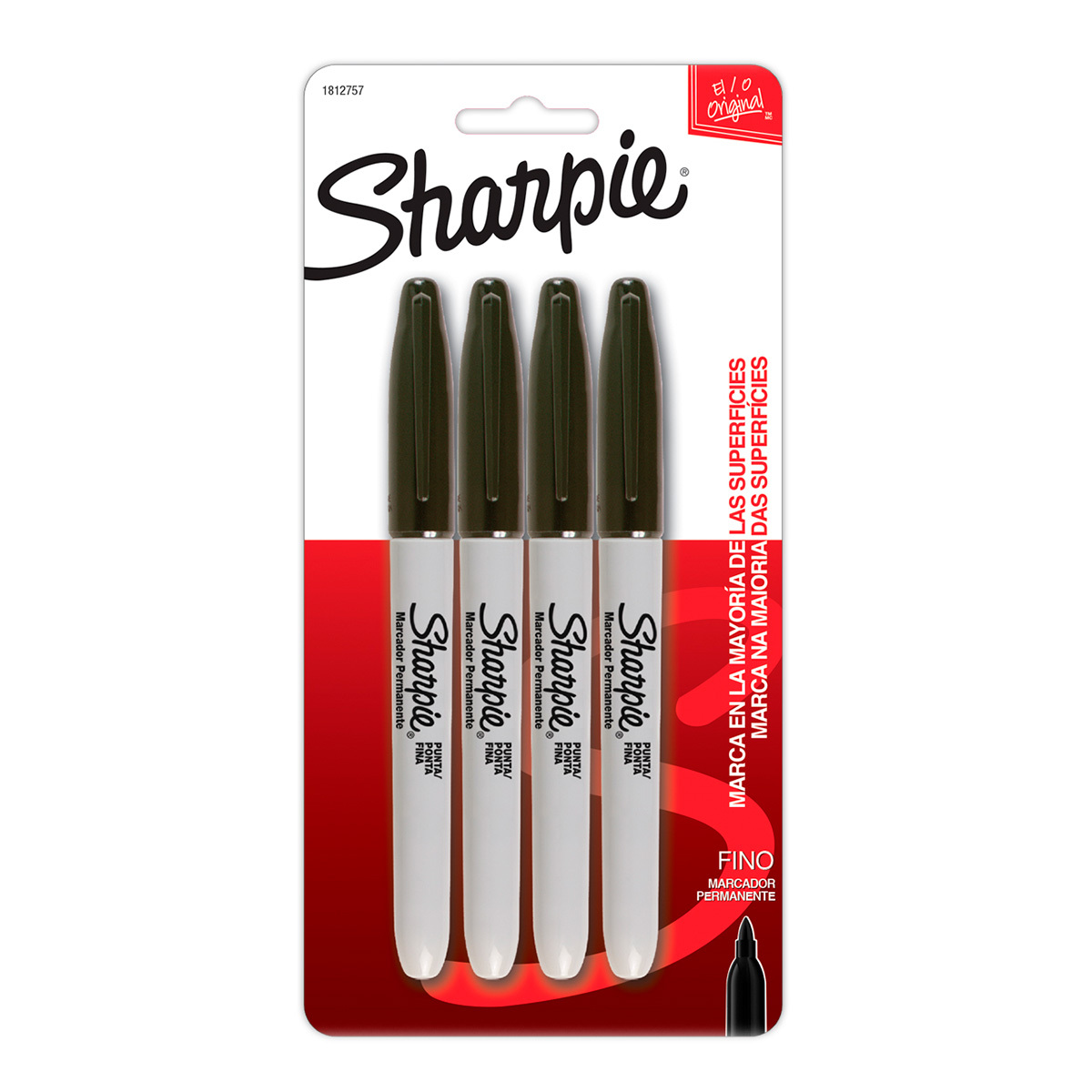 MARCADOR PERMANENTE SHARPIE FINE (NEGRO, 4 PZS.) | Office Depot Mexico