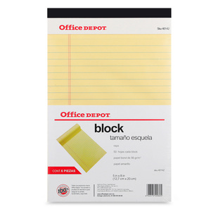 Block Esquela Office Depot Raya Amarillo 6 piezas Block Esquela Office Depot Raya Amarillo 6 piezas