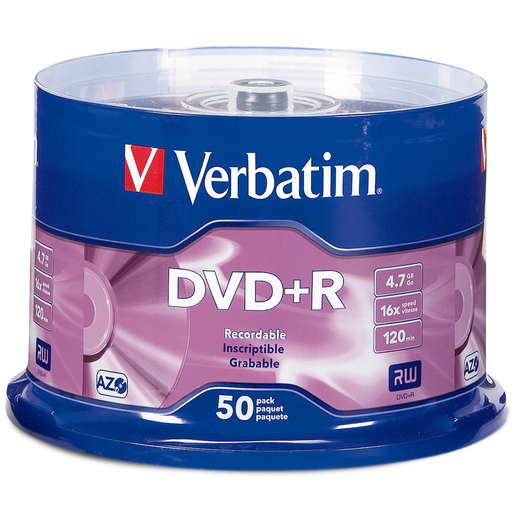 DVD+R Verbatim 95525 / 4.7 gb / 16x / 120 min. / Empaque 50 piezas