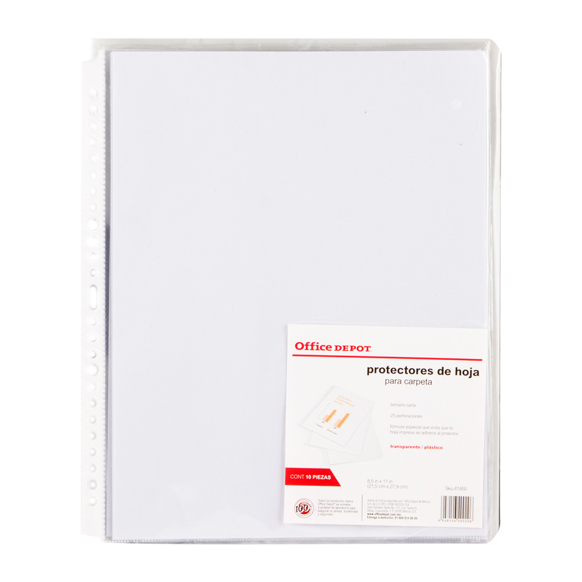 Protectores de Hojas para Carpeta Carta Office Depot / Transparente / 10 piezas