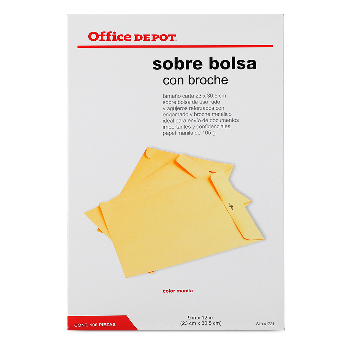 Sobres de Papel con Broche Metálico Carta Office Depot Manila 100 Piezas | Office  Depot Mexico