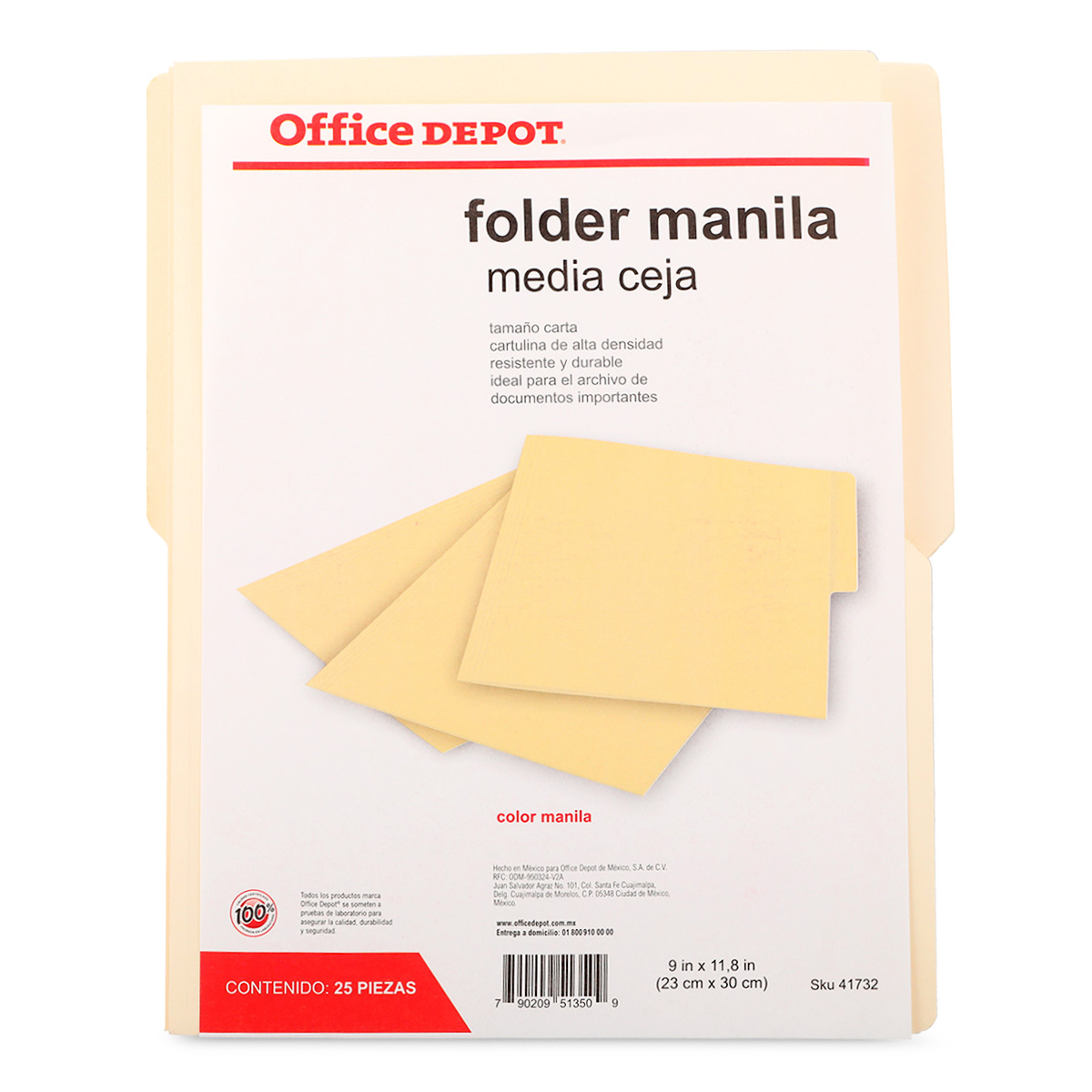 Folders Carta con Media Ceja Office Depot Manila 25 piezas | Office Depot  Mexico