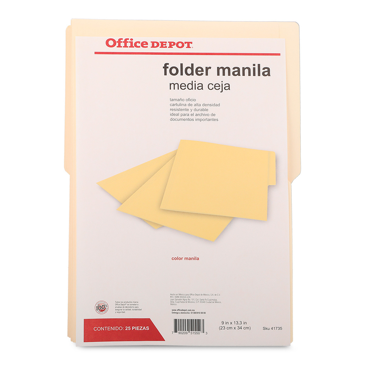 Folders Oficio con Media Ceja Office Depot Manila 25 piezas | Office Depot  Mexico