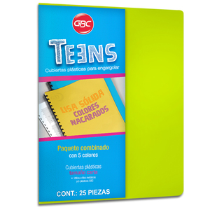 CUBIERTAS DE PLASTICO GBC TEENS (25 PZS., CARTA) CUBIERTAS DE PLASTICO GBC TEENS (25 PZS., CARTA)