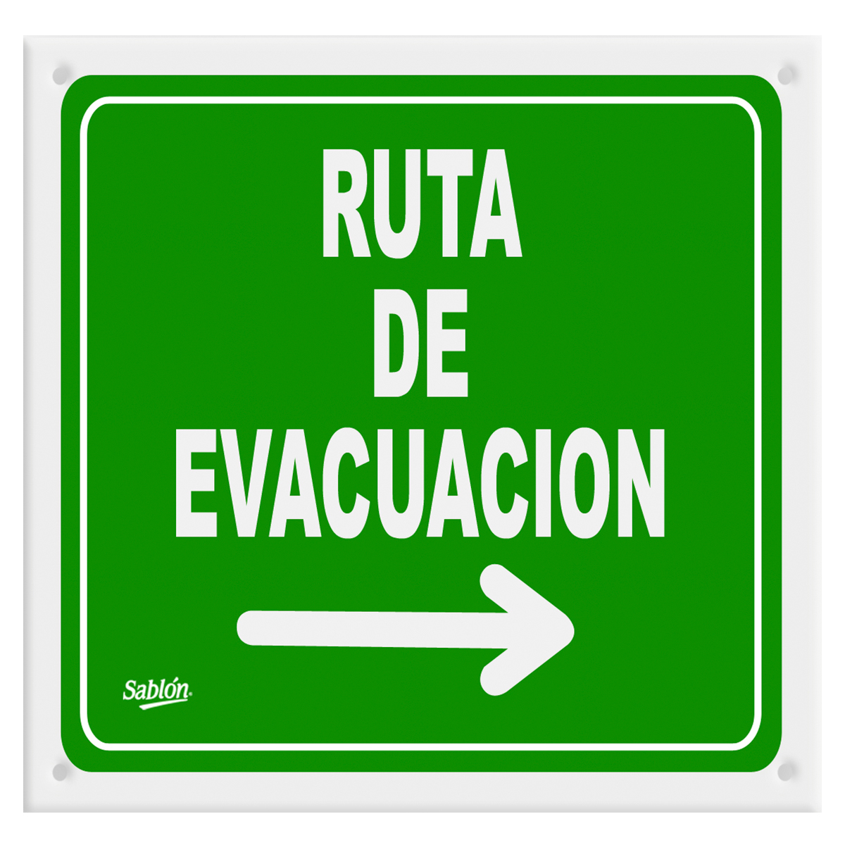 Letrero Ruta de Evacuación Sablón 16.5 x 16.5 cm