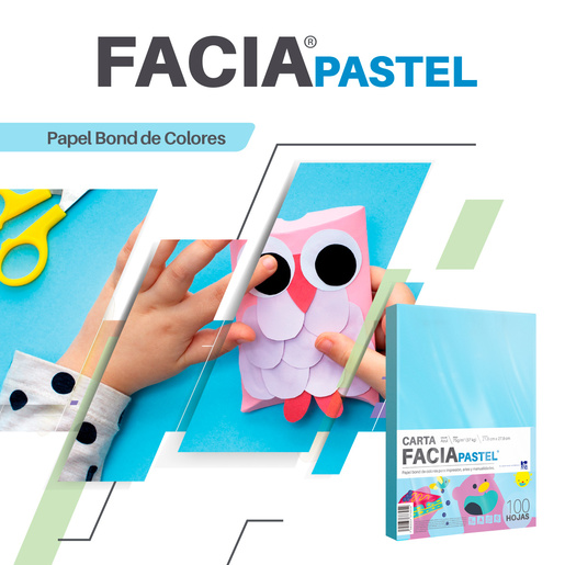 Hojas de Color Facia Pastel / Paquete 100 hojas / Carta / Azul pastel / 75 gr