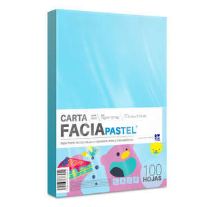 Hojas de Color Facia Pastel / Paquete 100 hojas / Carta / Azul pastel / 75 gr Hojas de Color Facia Pastel / Paquete 100 hojas / Carta / Azul pastel / 75 gr