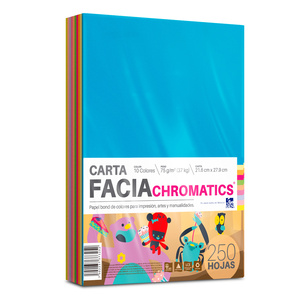 Hojas de Colores Facia Chromatics / Paquete 250 hojas / Carta / Surtido 10 colores / 75 gr Hojas de Colores Facia Chromatics / Paquete 250 hojas / Carta / Surtido 10 colores / 75 gr