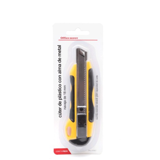 Cutter Ergonómico con Navaja Retráctil de 18 mm Office Depot / Plástico / Amarillo