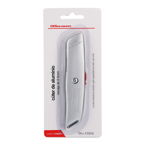 Cutter de Uso Rudo con Navaja Retráctil de 0.05 mm Office Depot / Aluminio / Plata Cutter de Uso Rudo con Navaja Retráctil de 0.05 mm Office Depot / Aluminio / Plata