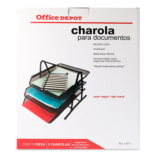 Charola Multinivel para Documentos Carta Office Depot / Mesh / Negro / 3 piezas