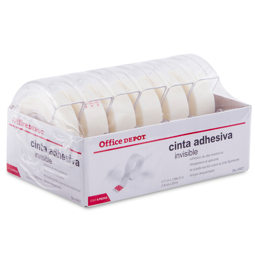 Cinta Adhesiva Invisible con Despachador Office Depot / 33 m x 1.8 cm / 6 piezas