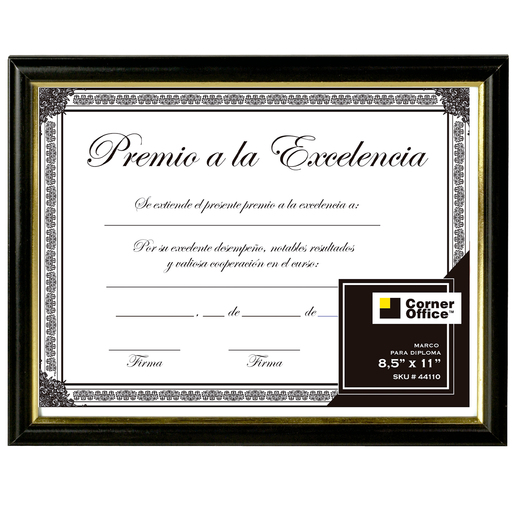 Marco para Diploma Fragments Elegance / Horizontal / Plástico / 27.9 x 21.6 cm / Negro
