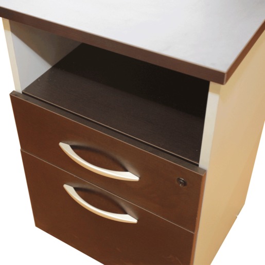 ESCRITORIO EN L GCM OPERATIVO (WENGUE, 2 CAJONES)