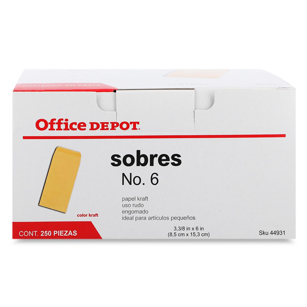 SOBRE DE PAPEL OFFICE DEPOT 250 PZS.) | Office Depot Mexico