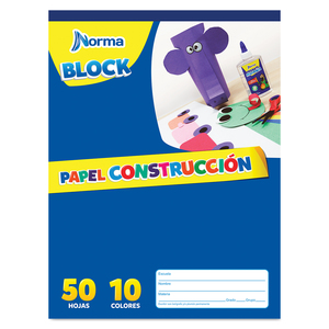 BLOCK CARTA NORMA PAPEL DE CONSTRUCCIÓN (COLORES  80 HOJAS)