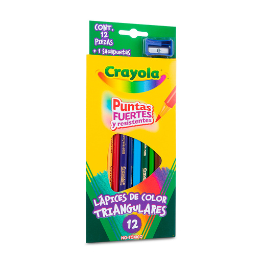 Lápices de Colores Triangulares Crayola Puntas Fuertes y Resistentes / 12 piezas