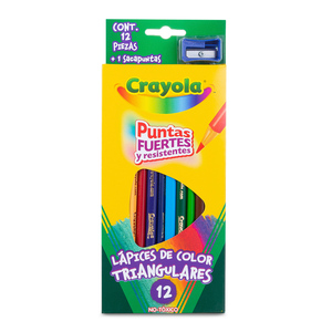 Lápices de Colores Triangulares Crayola Puntas Fuertes y Resistentes / 12 piezas