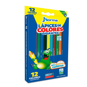 Lápices de Colores con Sacapuntas Triangulares Norma 12 piezas 