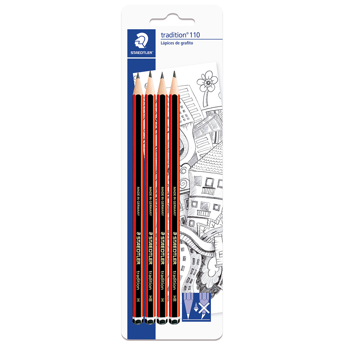 LAPICES STAEDTLER TRADITION 110 (NEGRO/ROJO, 4 P.)