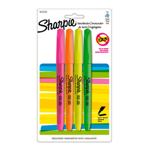 Marcatextos Delgado Sharpie Punta Cincel Colores 4 piezas 